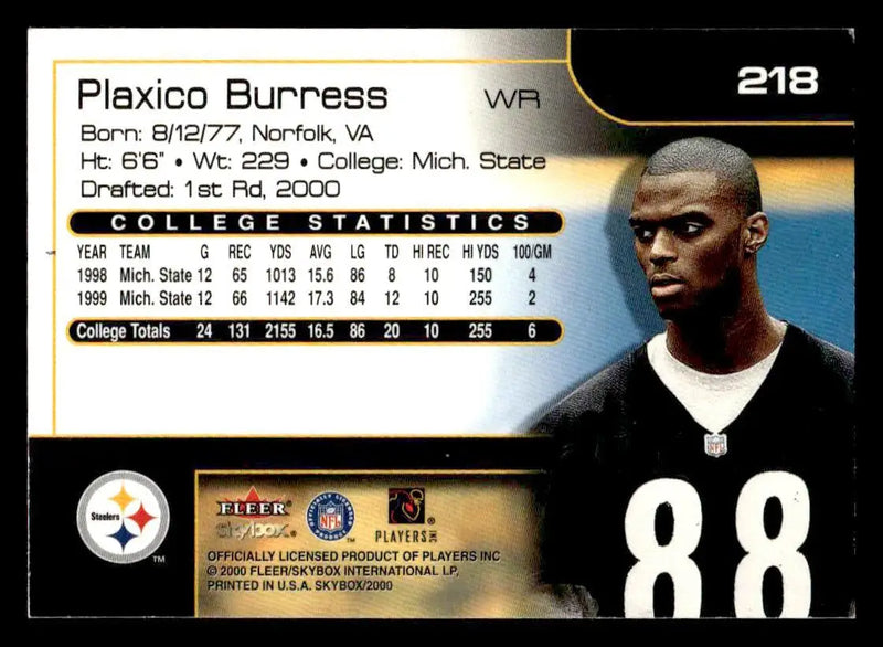2000 SkyBox #214 SRb Plaxico Burress - Football Card Single