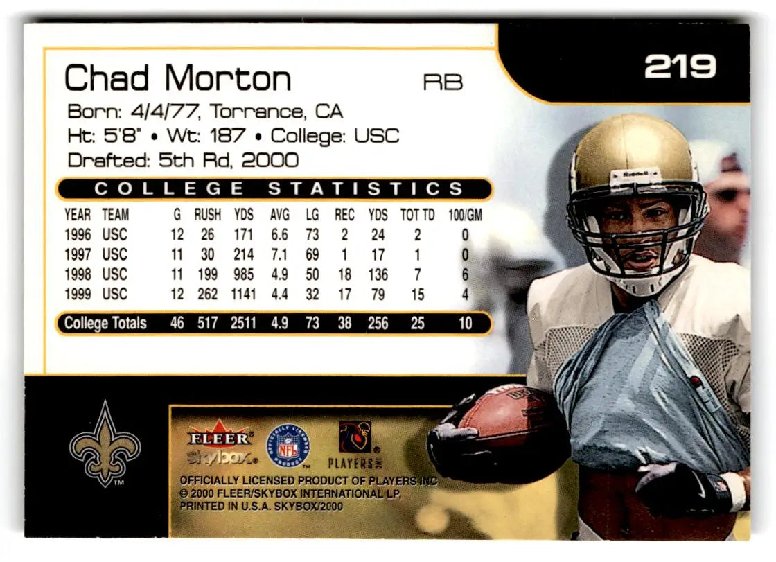 2000 SkyBox #219 Chad Morton - Football Card Single