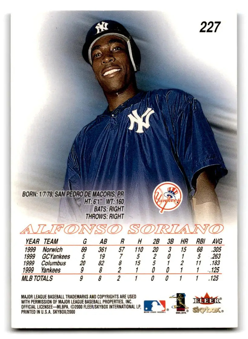 2000 SkyBox #227 Alfonso Soriano - Baseball Card Single