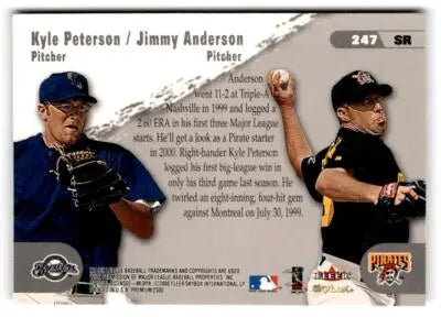Baseball card featuring pitchers Jimmy Anderson and Jimmy Anderson Ruby Red SkyBox 2000