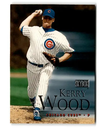 Original gloss Kerry Wood baseball card from 2000 SkyBox featuring Cubs ID73255