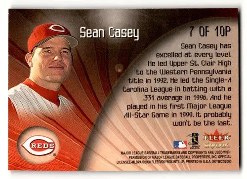 Original gloss Sean Casey Cincinnati Reds baseball card from 2000 SkyBox product