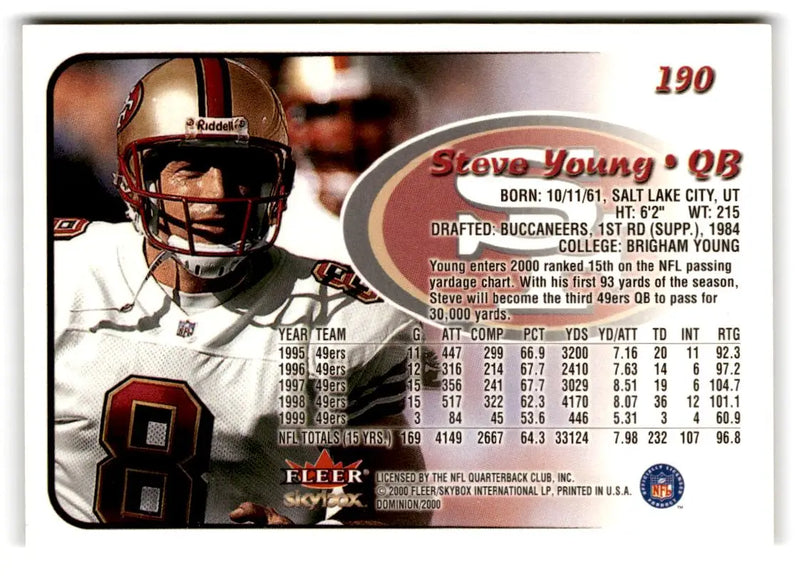2000 SkyBox Dominion #190 Steve Young - Football Card Single