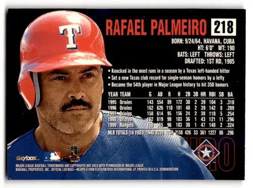 2000 SkyBox Dominion #218 Rafael Palmeiro NM Near Mint Rangers ID:58829 - Baseball Card Single