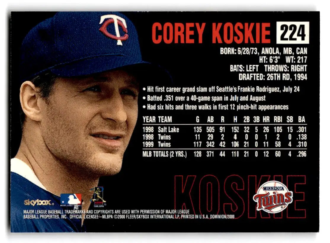 2000 SkyBox Dominion #224 Corey Koskie - Baseball Card Single