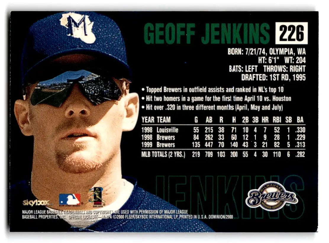 2000 SkyBox Dominion #226 Geoff Jenkins - Baseball Card Single