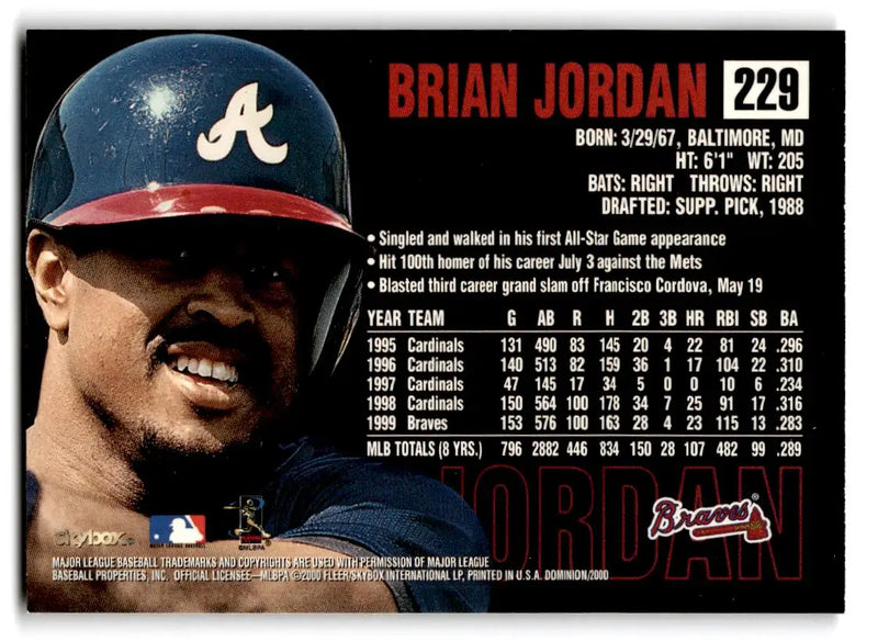 2000 SkyBox Dominion #229 Brian Jordan - Baseball Card Single