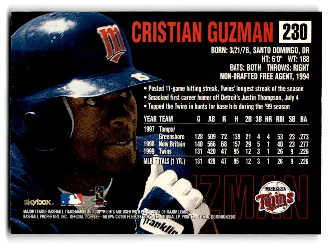 2000 SkyBox Dominion #230 Cristian Guzman - Baseball Card Single