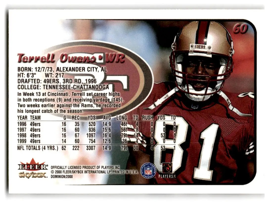 2000 SkyBox Dominion #60 Terrell Owens - Football Card Single