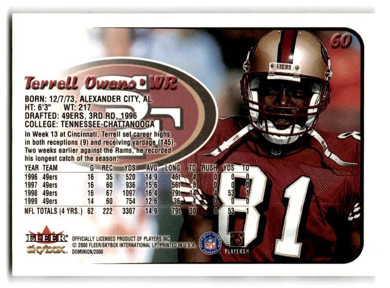 2000 SkyBox Dominion #60 Terrell Owens - Football Card Single