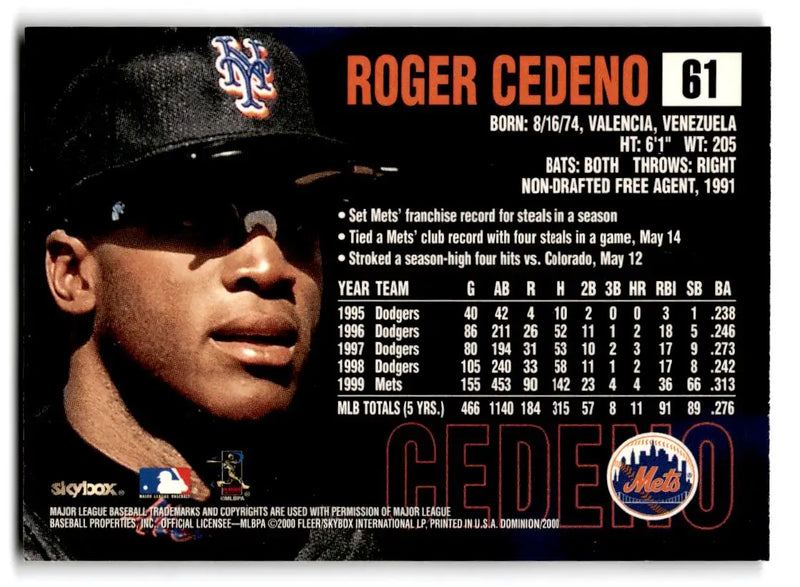 2000 SkyBox Dominion #61 Roger Cedeno - Baseball Card Single