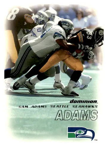 Football card featuring Sam Adams from SkyBox Dominion with original gloss a Seahawks collectible
