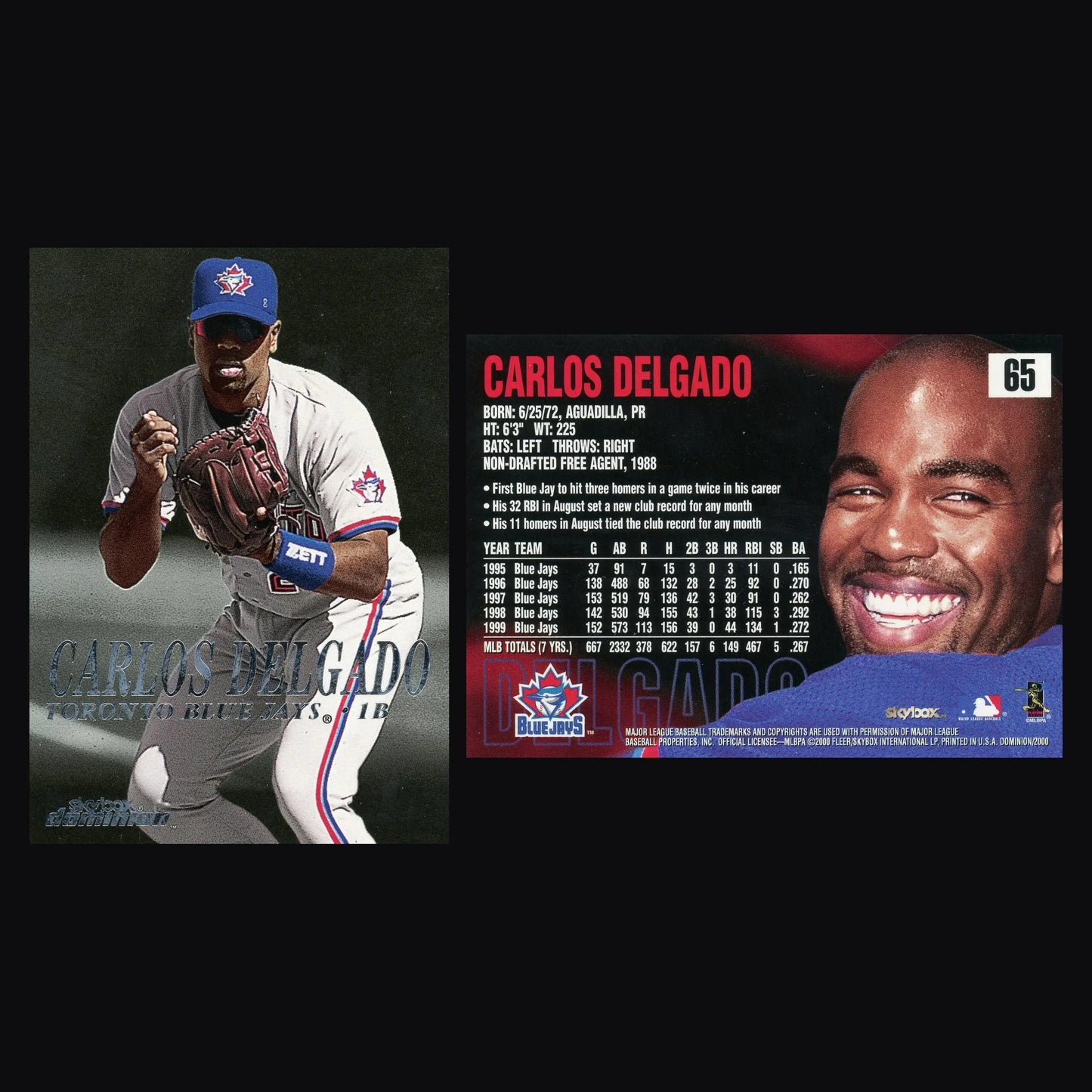 2000 SkyBox Dominion #65 Carlos Delgado Toronto Blue Jays - Baseball Card Single