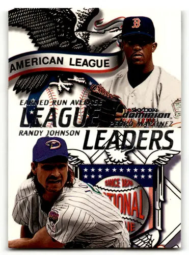 Original gloss SkyBox Dominion baseball card featuring Pedro Martinez and Randy Johnson