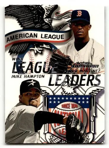 Original gloss SkyBox Dominion baseball card featuring pitchers Randy Johnson and Pedro Martinez