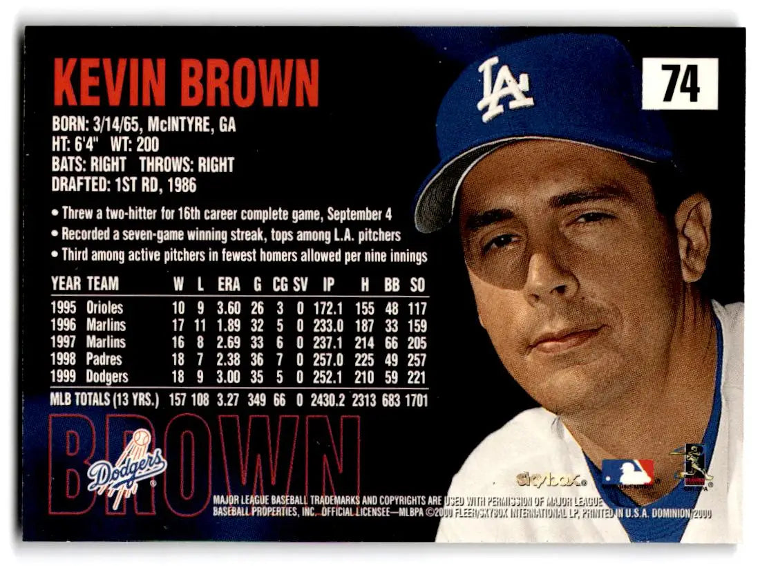 2000 SkyBox Dominion #74 Kevin Brown - Baseball Card Single