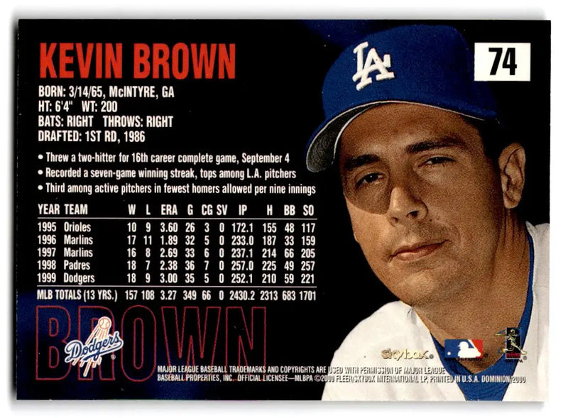 2000 SkyBox Dominion #74 Kevin Brown - Baseball Card Single