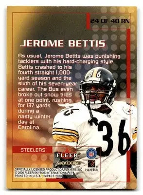 2000 Skybox Football Impact Jerome Bettis Rewind ’99 #24 RN Pittsburgh Steelers - Football Card Single
