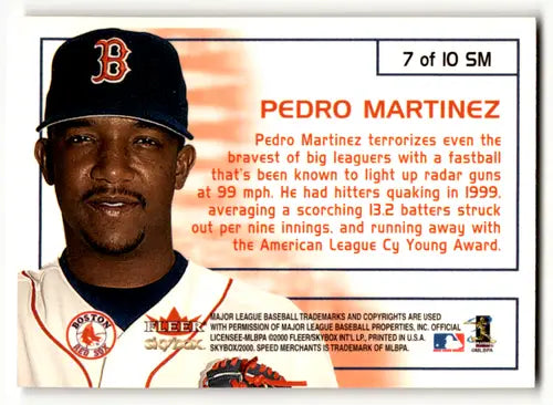 Original gloss of Pedro Martinez baseball card from Skybox Speed Merchants series