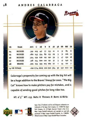 Andres Galarraga baseball card from 2000 SP Authentic with original gloss featuring Braves
