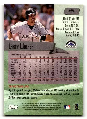 2000 Stadium Club #140 Larry Walker Colorado Rockies Baseball Cards ID:63674 - Baseball Card Single