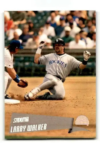 Original gloss Larry Walker Colorado Rockies baseball card from 2000 Stadium Club