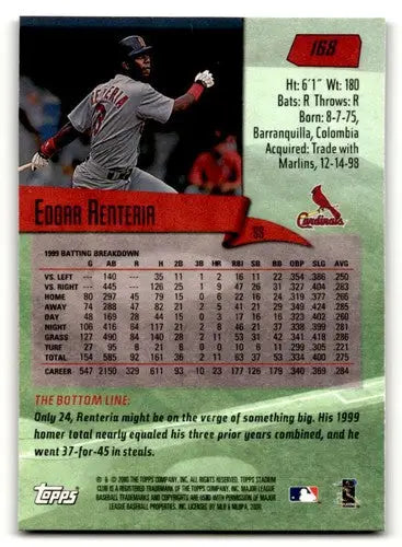 Original gloss baseball card of Edgar Renteria from Stadium Club Louis Cardinals baseball