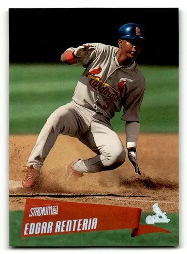 Original gloss Edgar Renteria baseball card from 2000 Stadium Club Louis Cardinals baseball