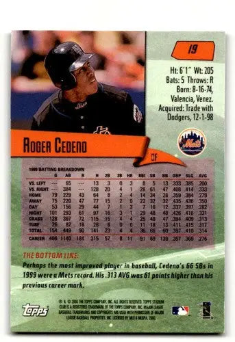 Original gloss 2000 Stadium Club Roger Cedeno New York Mets baseball card