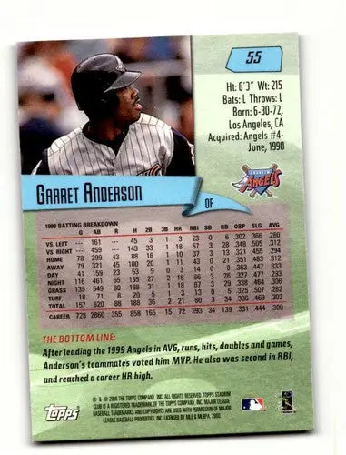 Garret Anderson Anaheim Angels baseball card from 2000 Stadium Club series