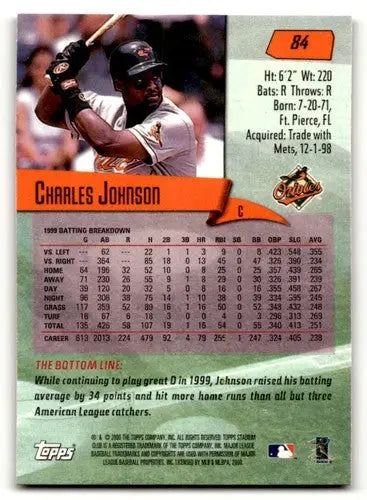 2000 Stadium Club #84 Charles Johnson Baltimore Orioles Baseball Car ID:63681 - Baseball Card Single