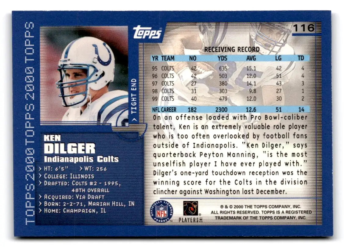 2000 Topps #116 Ken Dilger - Football Card Single