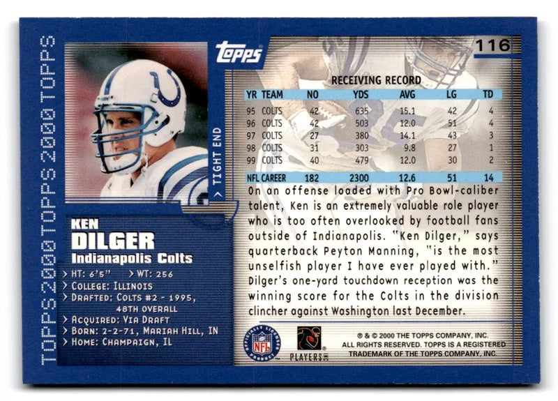 2000 Topps #116 Ken Dilger - Football Card Single