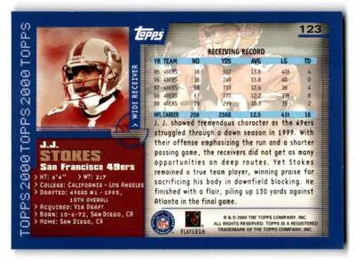2000 Topps #123 J.J. Stokes - Football Card Single