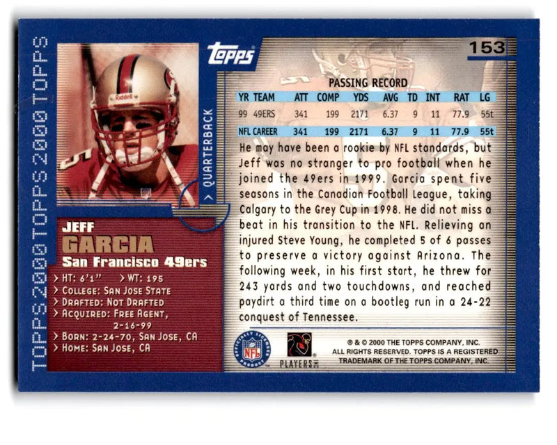 2000 Topps #153 Jeff Garcia - Football Card Single