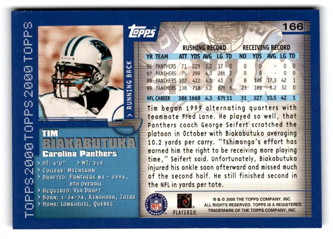 2000 Topps #166 Tim Biakabutuka - Football Card Single
