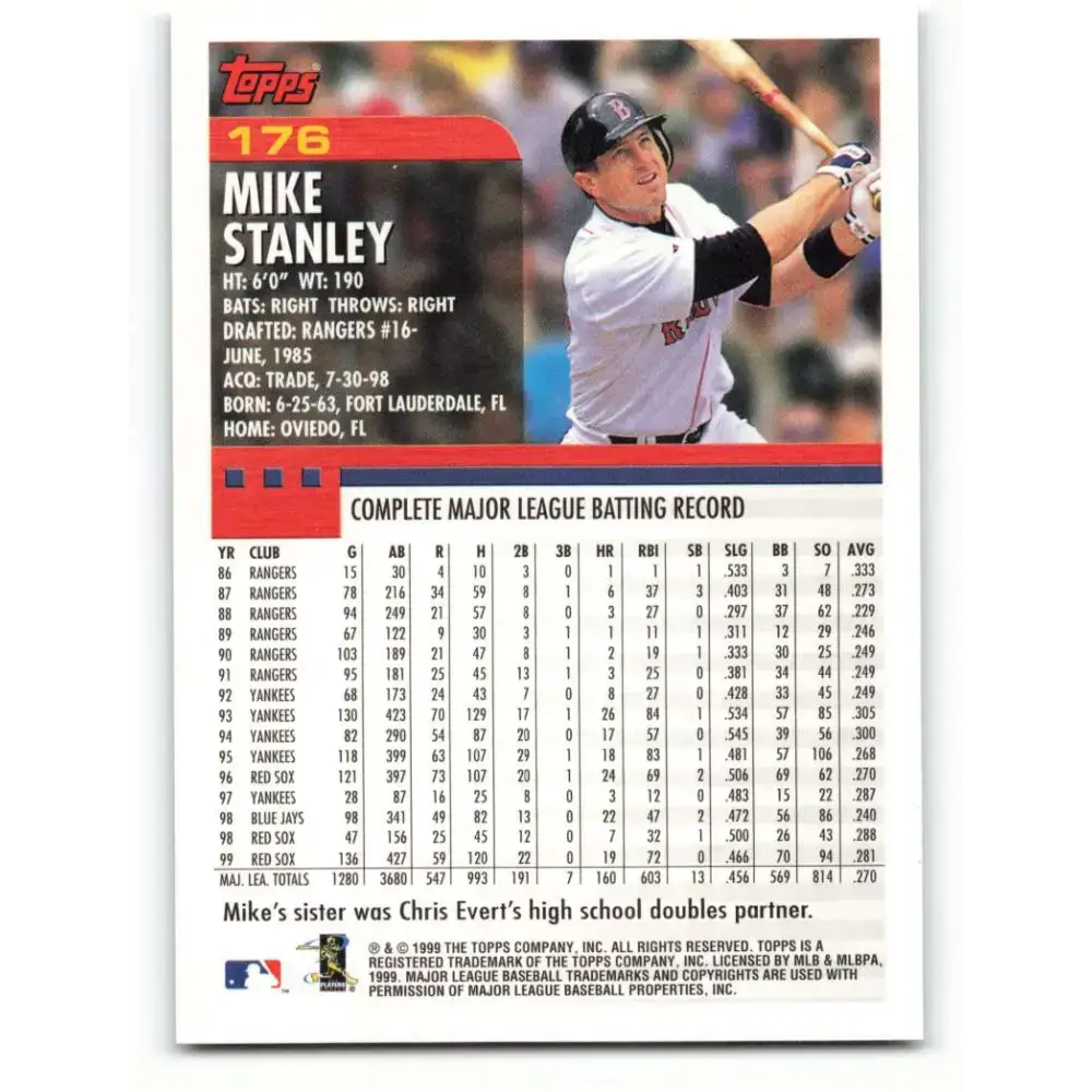 2000 Topps #176 Mike Stanley EX Excellent Boston Red Sox Baseball Card - Baseball Card Single