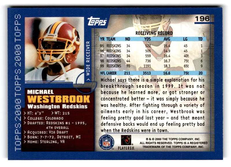2000 Topps #196 Michael Westbrook - Football Card Single