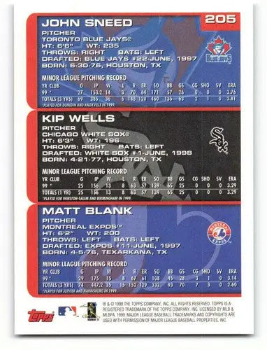 2000 Topps #205 Matt Blank/Kip Wells/John Sneed NM-MT RC Rookie - Baseball Card Single