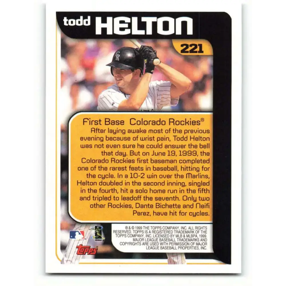 2000 Topps #221 Todd Helton EX Excellent Colorado Rockies Baseball Card - Baseball Card Single
