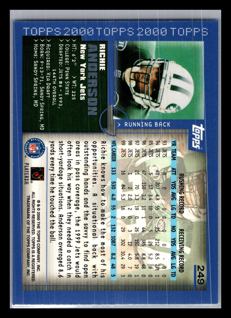 2000 Topps #249 Richie Anderson New York Jets - Football Card Single