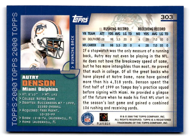 2000 Topps #303 Autry Denson - Football Card Single