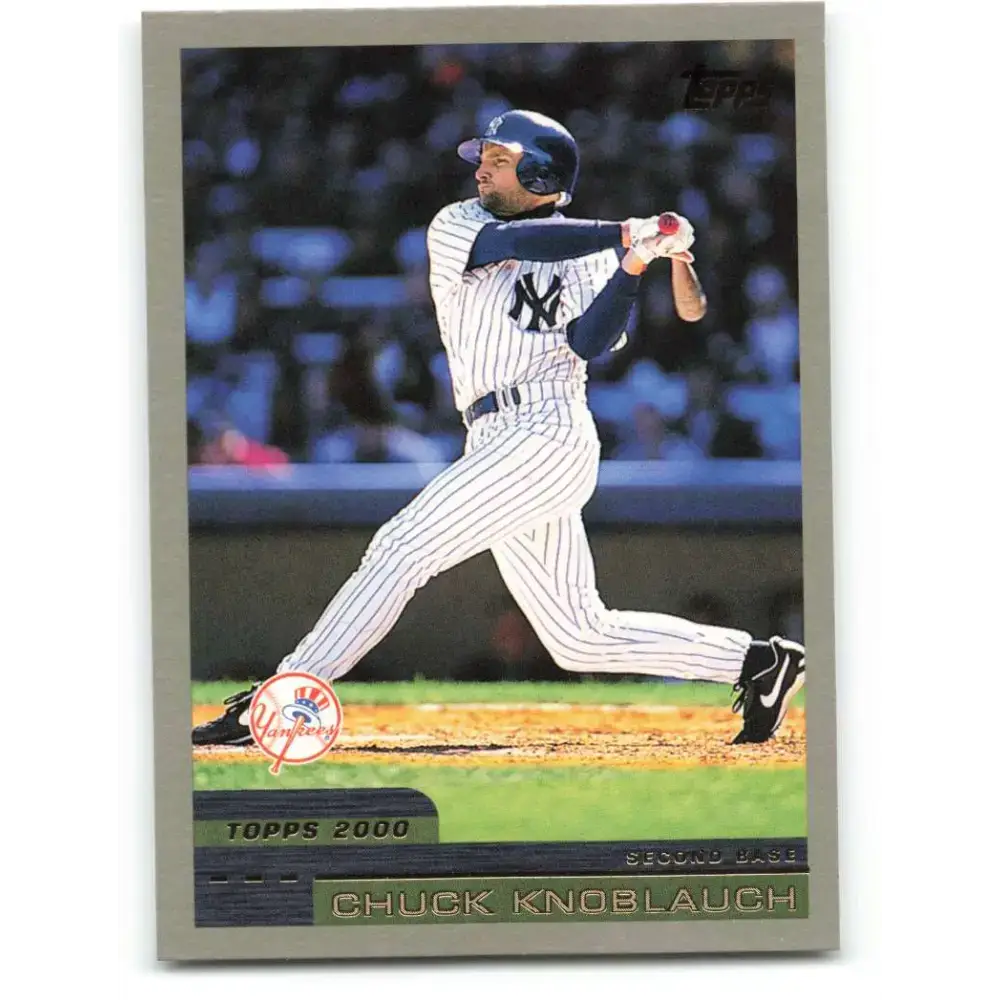2000 Topps #345 Chuck Knoblauch EX Excellent New York Yankees Baseball Card - Baseball Card Single