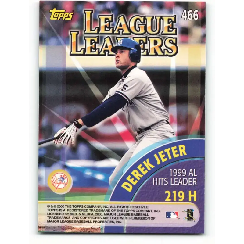 2000 Topps #466 Luis Gonzalez/Derek Jeter EX Excellent New York Yankees/Arizona Diamondbacks Baseball Card - Baseball