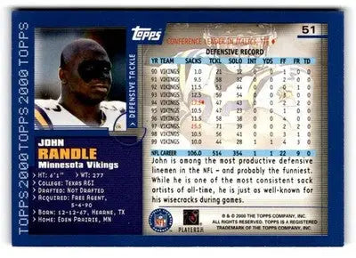 2000 Topps #51 John Randle - Football Card Single