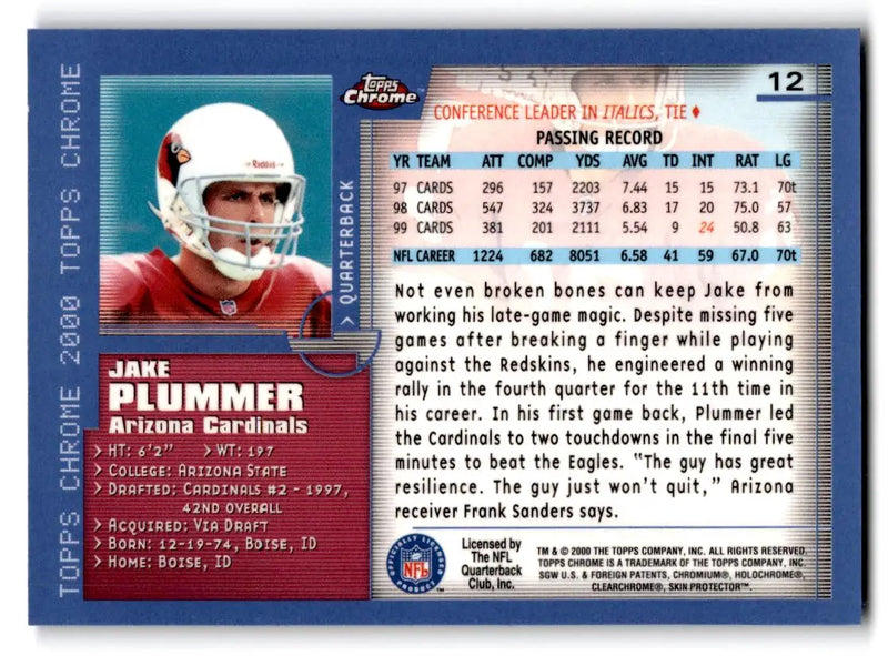 2000 Topps Chrome #12 Jake Plummer - Football Card Single
