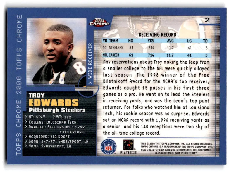 2000 Topps Chrome #2 Troy Edwards - Football Card Single