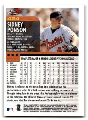 2000 Topps Chrome #424 Sidney Ponson - Baseball Card Single