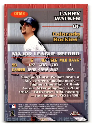 Larry Walker baseball card from 2000 Topps Chrome OTG13 Larry Walker series