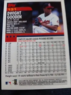 2000 Topps - Dwight Gooden #131. Cleveland Indians. NRMT+ - Baseball Card Single